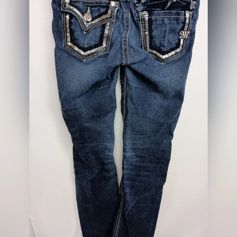 Miss Me Girls Blue Skinny Jeans with Faded Wash-(#706) - Picture 7 of 7